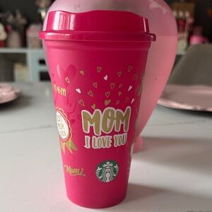 Starbucks Vibrant Pink 'Mom I Love You' Tumbler